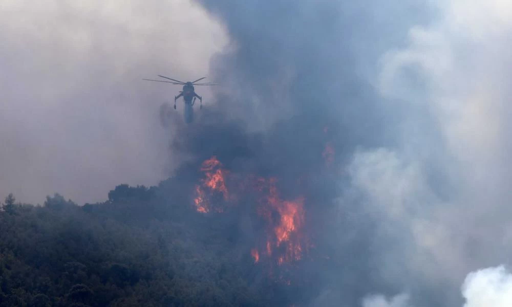 Φωτιά στην Κερατέα: Πάλι κοντά σε σπίτια οι φλόγες – Αγωνία μην περάσει στην Συντερίνα και τον Άγιο Κωνσταντίνο